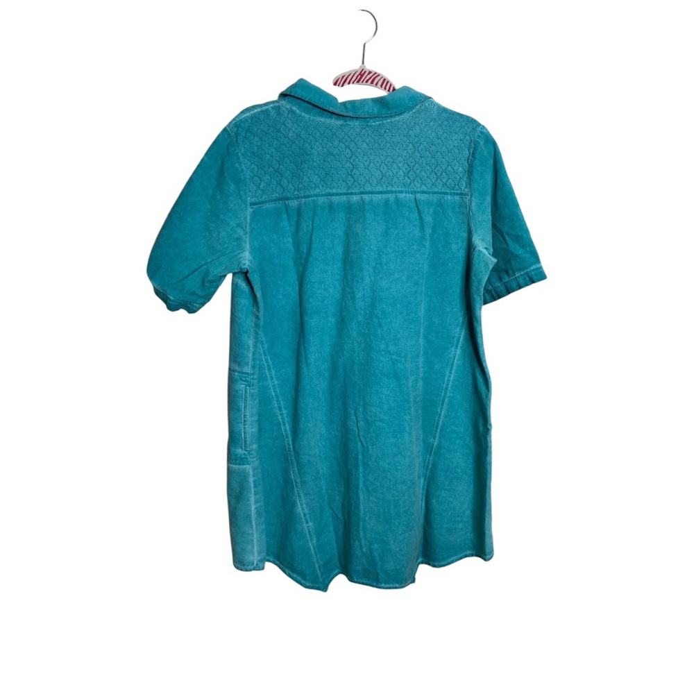 LOGO by Lori Goldstein Teal Button-Down Midi Dress - Picture 6 of 10